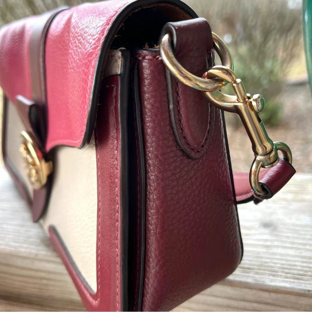Coach Georgie Color-Block Chalk/Confetti Pink Pebbled Leather Crossbody Bag